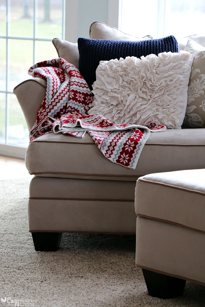 Simple Christmas Decor for Sectional Sofa