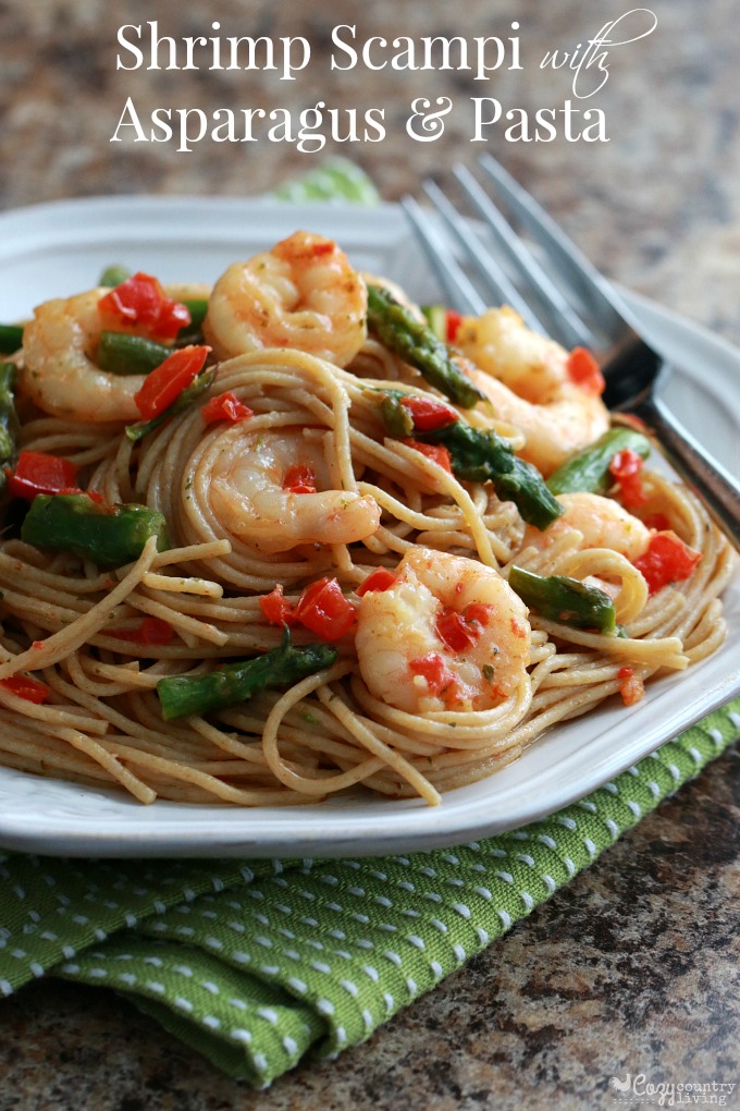 15 Minute Shrimp Scampi with Asparagus & Pasta Dinner