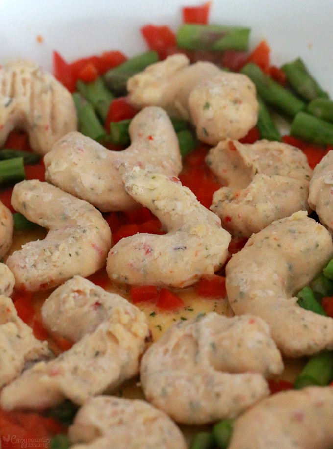 Add Frozen SeaPak Shrimp Scampi to Vegetables