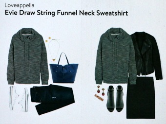 Loveappella Evie Draw String Funnel Neck Sweatshirt Stitch Fix