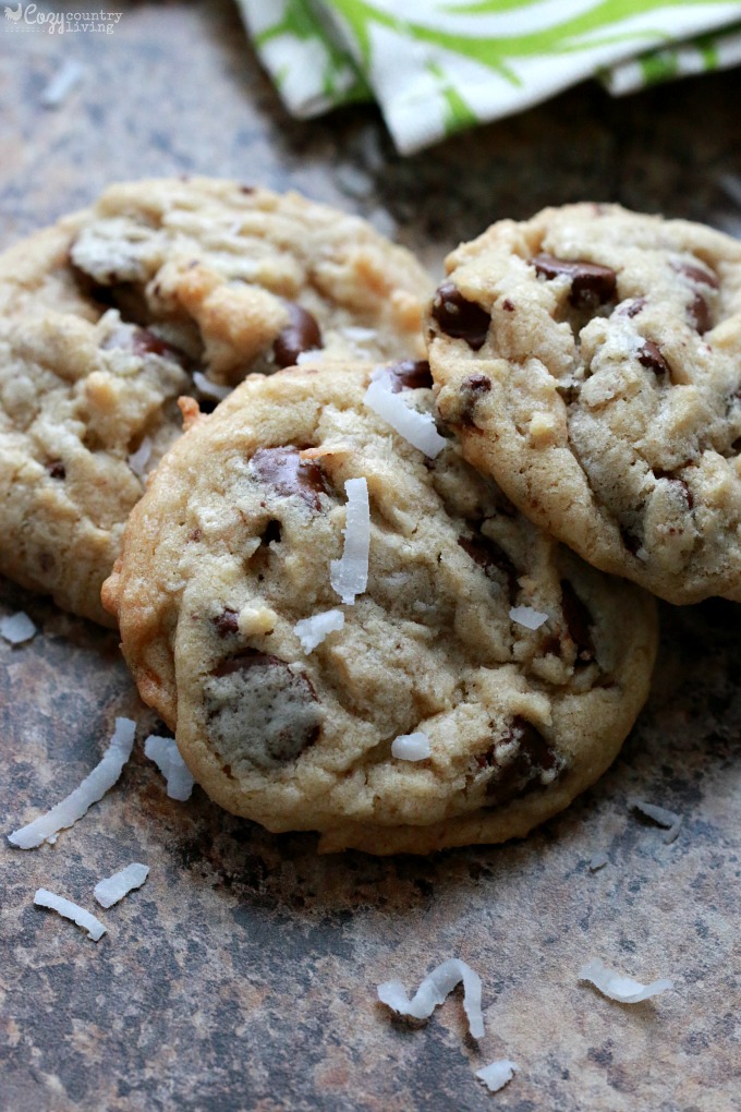 Warm Chocolate Chip & Coconut Cookies for Dessert