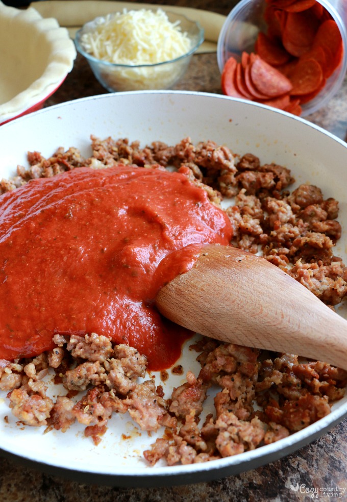 Ingredients for Cheesy Sausage & Pepperoni Pot Pie