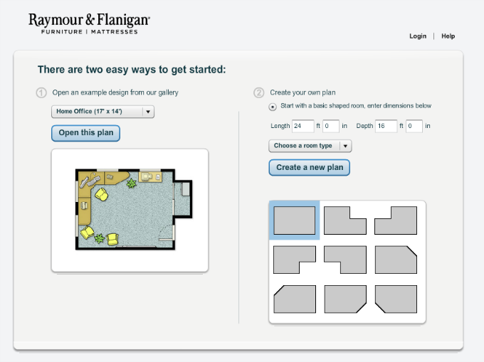 Raymour & Flanigan Room Planner Tool