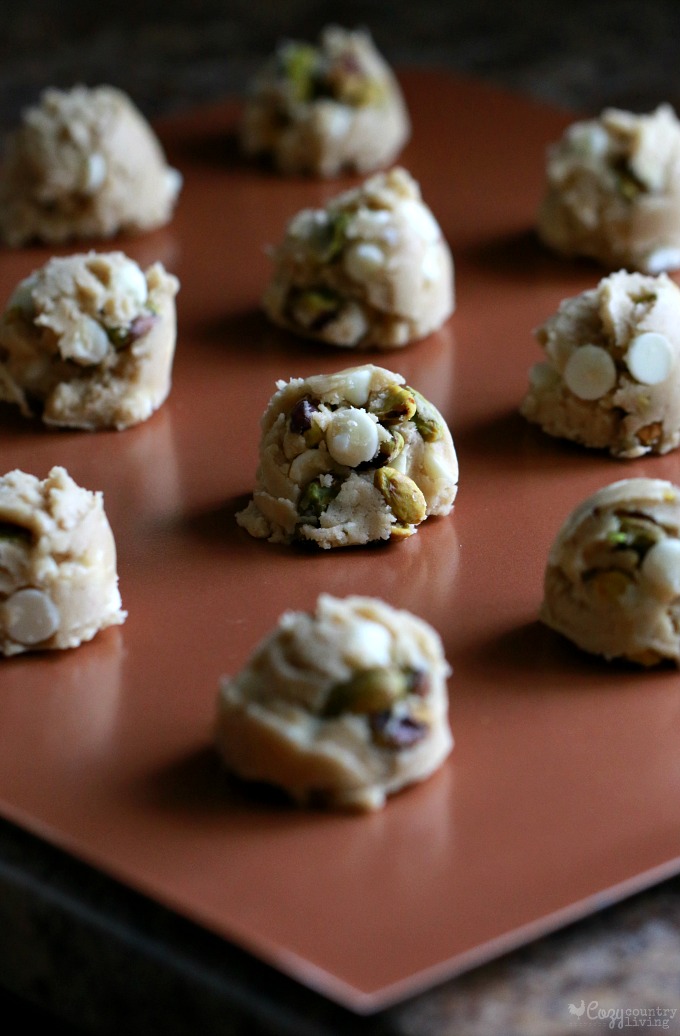 White Chocolate & Pistachio Cookies Ready for the Oven