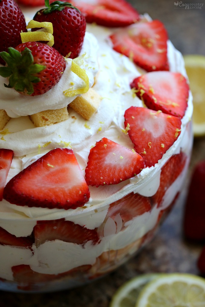 Beautiful & Easy to Make 4 Ingredient Strawberry & Lemon Pound Cake Trifle Dessert