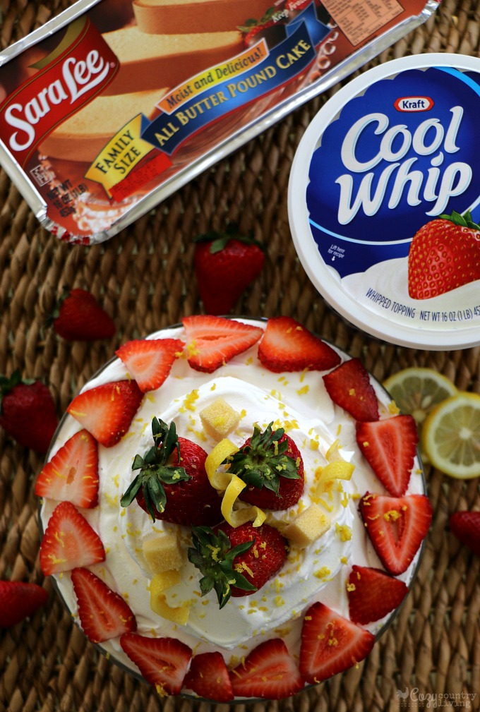 Tasty Strawberry & Lemon Pound Cake Made with Sara Lee Desserts and Cool Whip Topping