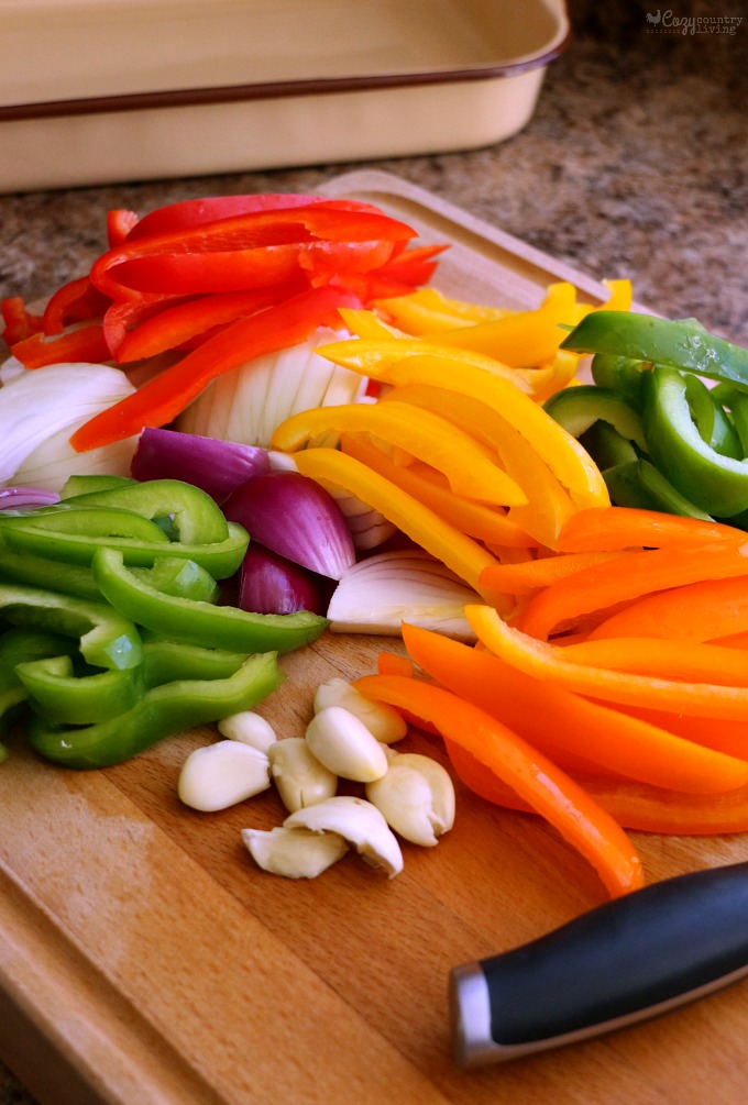 Colorful Peppers for Fajita Style Chicken Thighs