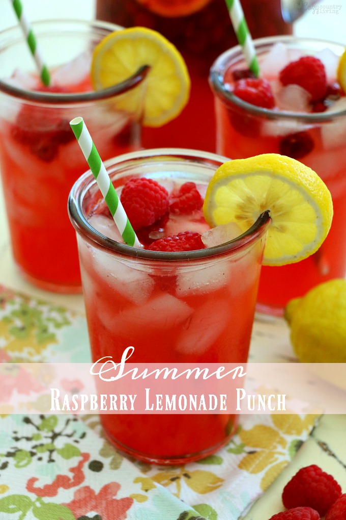 Summer Raspberry Lemonade Punch - Cozy Country Living