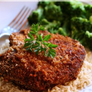 Breaded Chili Pork Chops with Brown Rice for Dinner