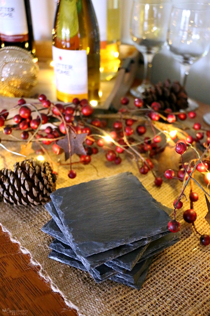 Rustic Slate Coasters for Wine Tasting Party