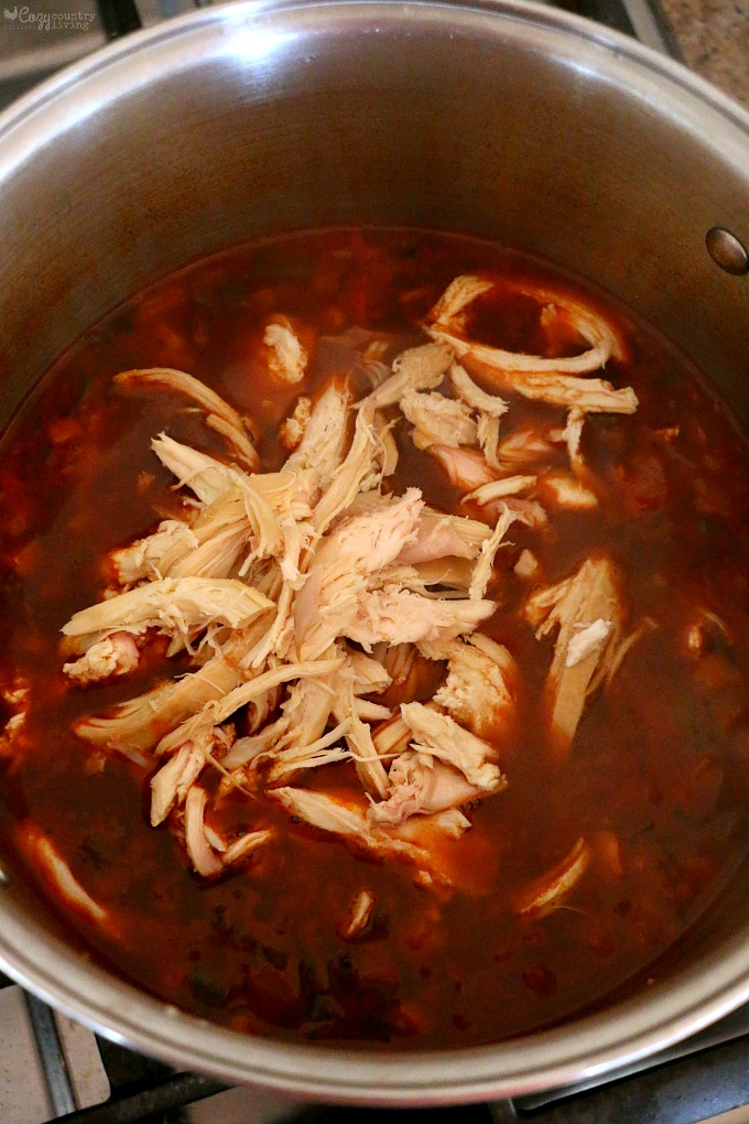 Adding Chicken to Chicken Fajita Soup
