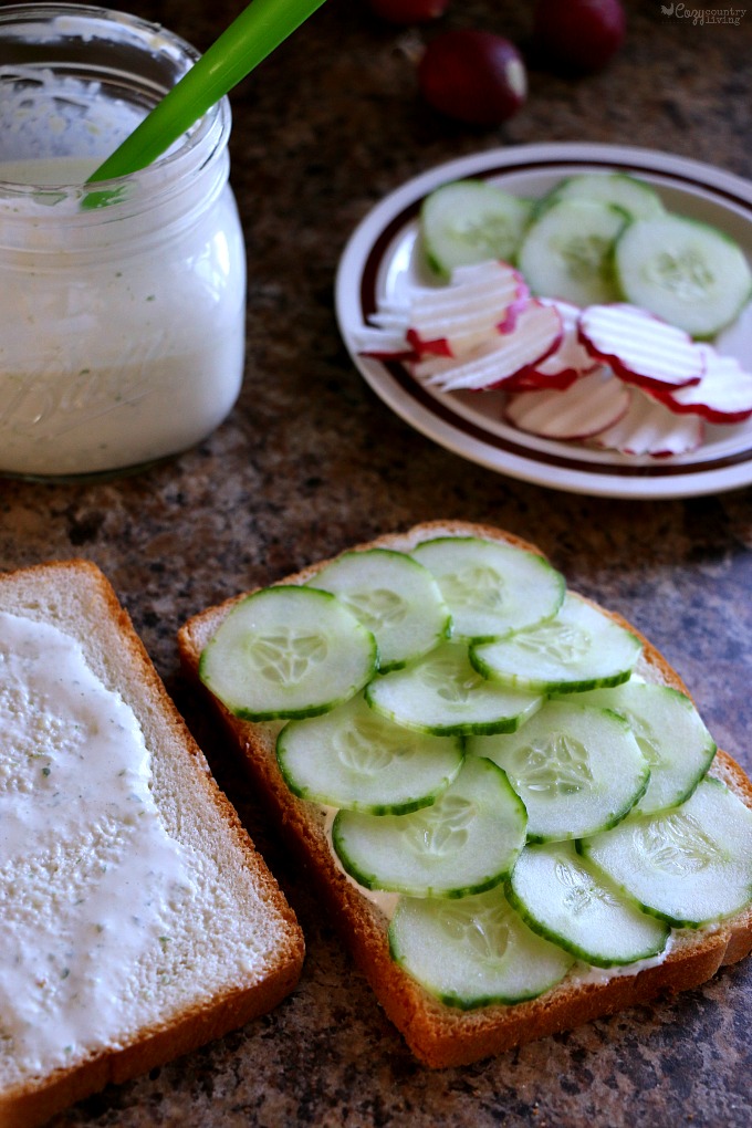 Layer of Cucumbers on Sandwich