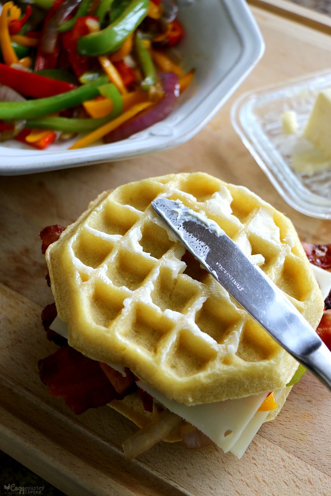 Spread Butter on Waffles Before Grilling Panini