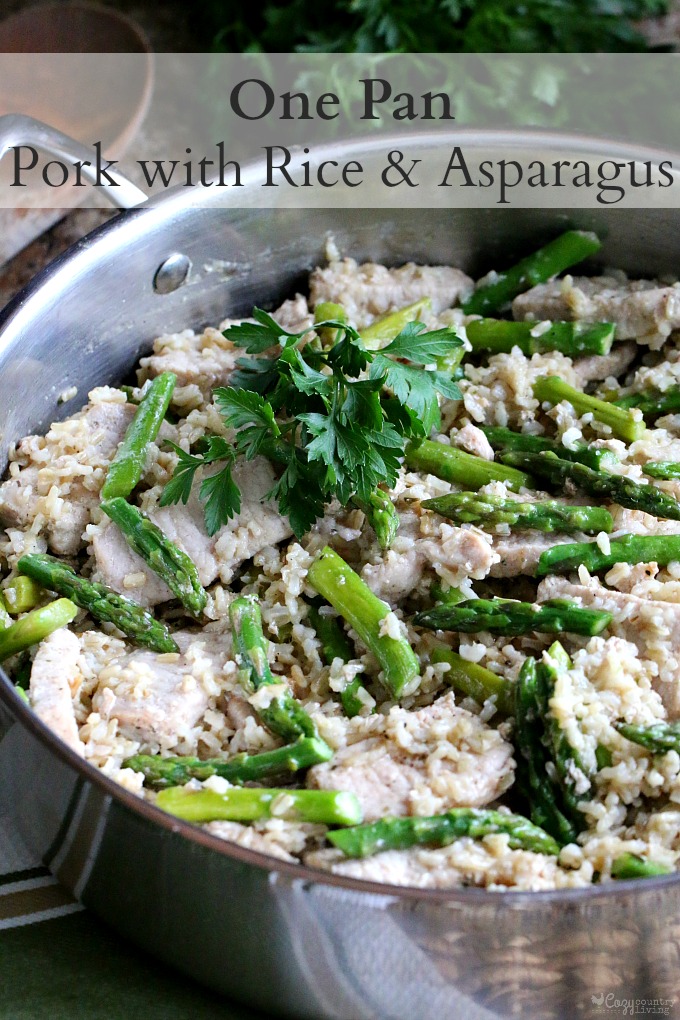 30 Minute One Pan Pork with Rice & Asparagus