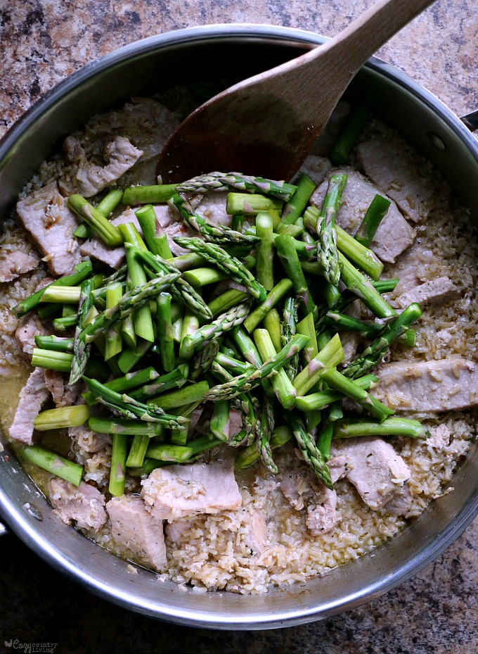 Add Fresh Asparagus to Pork Skillet